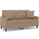 VidaXL 2-osobowa sofa z poduszkami, cappuccino, 140 cm, sztuczna skóra
