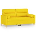 VidaXL 2-osobowa sofa z poduszkami, jasnożółta, 140 cm, tkanina