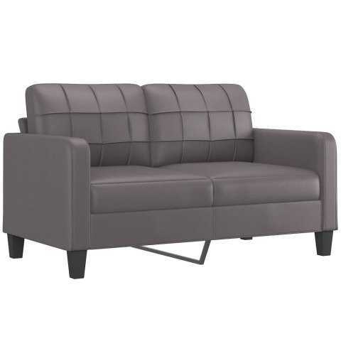 2-osobowa sofa z poduszkami, szara, 140 cm, sztuczna skóra
