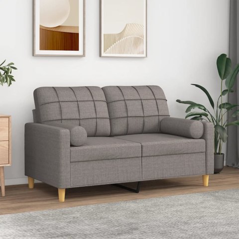 2-osobowa sofa z poduszkami, taupe, 120 cm, tkanina