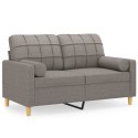 2-osobowa sofa z poduszkami, taupe, 120 cm, tkanina