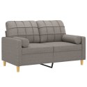 2-osobowa sofa z poduszkami, taupe, 120 cm, tkanina