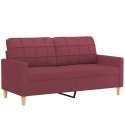 VidaXL 2-osobowa sofa z poduszkami, winna czerwień, 140 cm, tkanina