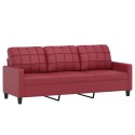 VidaXL 3-os. sofa z poduszkami, winna czerwień, 180 cm, sztuczna skóra