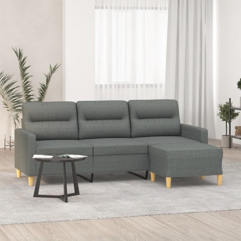 3-osobowa sofa z podnóżkiem, ciemnoszary, 180 cm, tkaniną