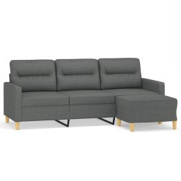 3-osobowa sofa z podnóżkiem, ciemnoszary, 180 cm, tkaniną