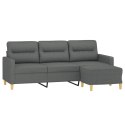 3-osobowa sofa z podnóżkiem, ciemnoszary, 180 cm, tkaniną