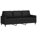 3-osobowa sofa z podnóżkiem, czarna, 180 cm, aksamit