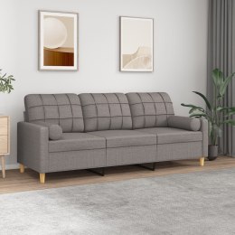 3-osobowa sofa z poduszkami, kolor taupe, 180 cm, tkanina