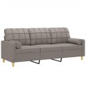 3-osobowa sofa z poduszkami, kolor taupe, 180 cm, tkanina