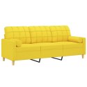 3-osobowa sofa z poduszkami, żółta, 180 cm, tkanina