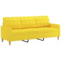 3-osobowa sofa z poduszkami, żółta, 180 cm, tkanina