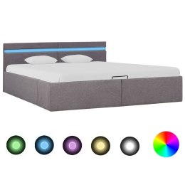 VidaXL Rama łóżka z podnośnikiem i LED, taupe, tkanina, 160 x 200 cm