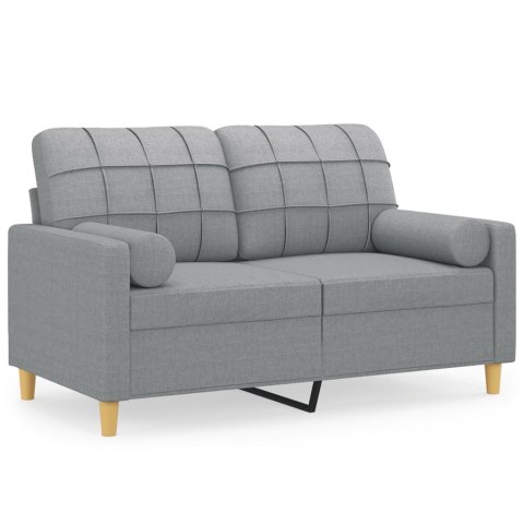 2-osobowa sofa z poduszkami, jasnoszara, 120 cm, tkanina
