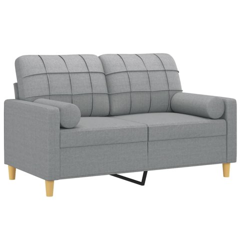 2-osobowa sofa z poduszkami, jasnoszara, 120 cm, tkanina