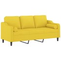 VidaXL 3-osobowa sofa wypoczynkowa z poduszkami, jasnożółta, 180 cm