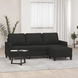 3-osobowa sofa z podnóżkiem, czarna, 180 cm, tkaniną