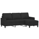 3-osobowa sofa z podnóżkiem, czarna, 180 cm, tkaniną