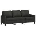 3-osobowa sofa z podnóżkiem, czarna, 180 cm, tkaniną