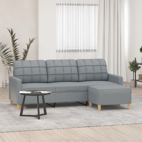 3-osobowa sofa z podnóżkiem, jasnoszara, 180 cm, tkaniną