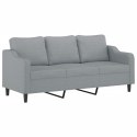 3-osobowa sofa z poduszkami, jasnoszara, 180 cm, tkanina