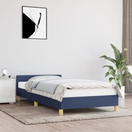 VidaXL Rama łóżka z zagłówkiem, niebieska, 90x200 cm, obita tkaniną