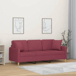 VidaXL 3-osobowa sofa z poduszkami, winna czerwień, 180 cm, tkanina