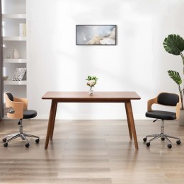 VidaXL Obrotowe krzesło biurowe, czarne, gięte drewno i sztuczna skóra