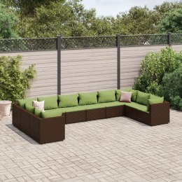 VidaXL 10 Piece Patio Lounge Set with Cushions Brown Poly Rattan