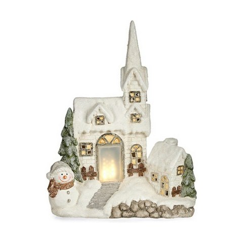 Figurka Dekoracyjna Boże Narodzenie Światło LED Dom 18 x 54 x 42 cm Biały Polyresin