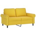 VidaXL 2-osobowa sofa z poduszkami, żółta, 120 cm, aksamit