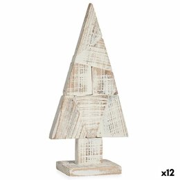 Figurka Dekoracyjna Choinka Biały Naturalny Drewno 9 x 41,5 x 20 cm (12 Sztuk)