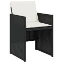 VidaXL 15 Piece Patio Dining Set with Cushions Black Poly Rattan