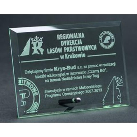 Trofeum szklane grawerowane