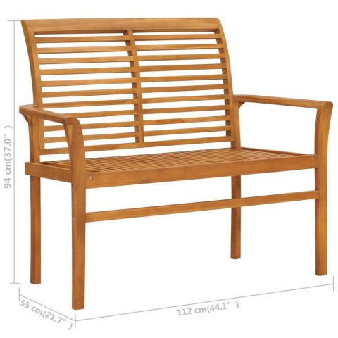 Ławka ogrodowa z antracytową poduszką, 112 cm, drewno tekowe Ławka ogrodowa z antracytową poduszką, 112 cm, drewno tekowe