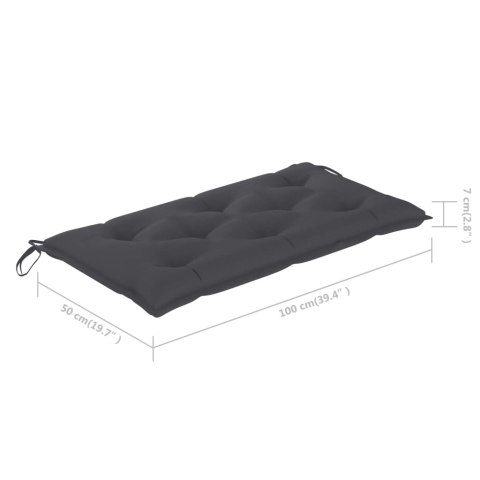 Ławka ogrodowa z antracytową poduszką, 112 cm, drewno tekowe Ławka ogrodowa z antracytową poduszką, 112 cm, drewno tekowe