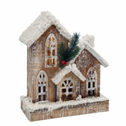 Ozdoby świąteczne Biały Beżowy Wielokolorowy Drewno Dom 21 x 9 x 21 cm