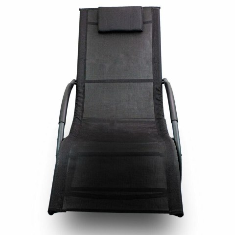 Czarne Materiałowe Leżaki ogrodowe 2szt do ogrodu na basen na płozach