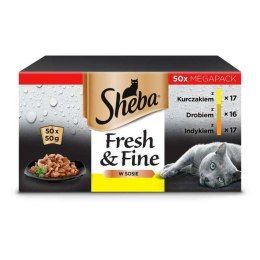 Karma dla kota Sheba Fresh & Fine kurczak Indyk Ptaki 50 x 50 g