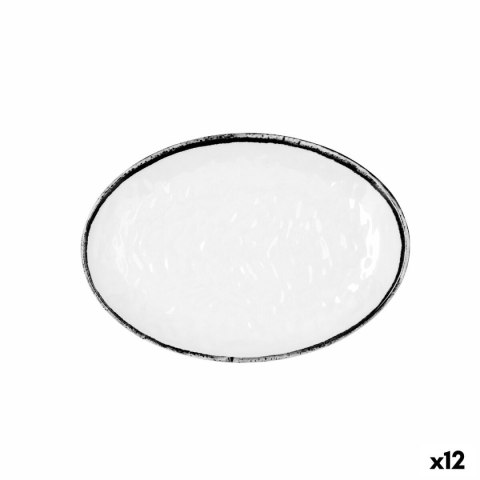 Płaski Talerz Quid Select Filo Biały Czarny Plastikowy 21,3 x 15 cm (12 Sztuk)