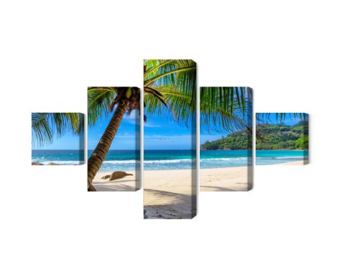 Obraz Wieloczęściowy Tropikalna Plaża Z Palmą 3D