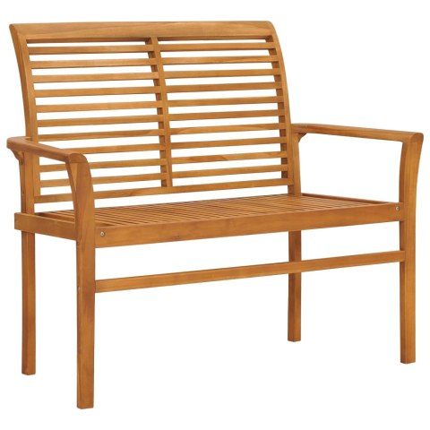 Ławka ogrodowa z zieloną poduszką, 112 cm, lite drewno tekowe Ławka ogrodowa z zieloną poduszką, 112 cm, lite drewno tekowe