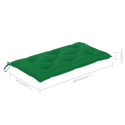 Ławka ogrodowa z zieloną poduszką, 112 cm, lite drewno tekowe Ławka ogrodowa z zieloną poduszką, 112 cm, lite drewno tekowe