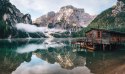 Obraz Wieloczęściowy Domek Nad Włoskim Jeziorem Braies 3D