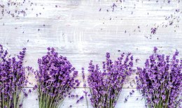 Obraz Wieloczęściowy Kwiaty Lawendy Na Tle Rustykalnej Drewnianej Deski