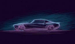 Obraz Wieloczęściowy Neonowy Samochód Mięśniowy