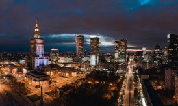 Obraz Wieloczęściowy Panorama Centrum Warszawy Nocą