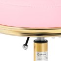 Krzesło taboret kosmetyczny z oparciem na kółkach do 150 kg GELA różowo złoty