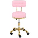 Krzesło taboret kosmetyczny z oparciem na kółkach do 150 kg GELA różowo złoty