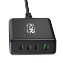 Ładowarka sieciowa GaN 240W USB-A 3x USB-C czarna